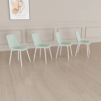 A set of 4 dining chairs, modern kitchen dining chairs, linen padded chairs, and sturdy white metal leg decorated dining chairs. Fabric dining chair (