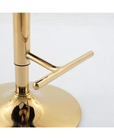Swivel Barstools Adjusatble Seat Height With Gold-plating Base, Classic Velvet Upholstered Bar Stools with the whole Back Tufted, for Home Pub and Kit