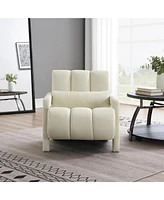 Modern Upholstered accent chair, Comfortable Linen Fabric with a pillow for Living room, bedroom. Linen, Beige