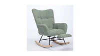 Streamdale Furniture Modern Nursery Rocking Chair, Upholstered Glider Chair with High Backrest, Rocker Accent Armchair with Solid Wood Legs for Nurser