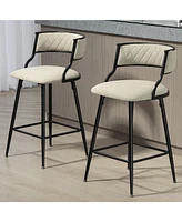 Streamdale Furniture Set Of 2, 26" Counter height bar stools Pu cover kitchen island counter bar stool with black powder coating base and footrest(Bei