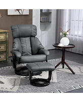 Streamdale Furniture Massage Recliner Chair with Footstool, 360 Swivel Recliner, Gray