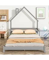 Slickblue House-Shaped Bed Frame with Headboard and Safety Handrails for Kids' Bedroom