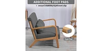 Slickblue Mid-Century Modern 2-Seat Leisure Chair with Solid Wood Armrests and Legs