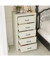 Homsee Brown Wood Accent Storage Dresser Organizer With 5 Drawers