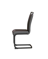 Modern Dining Chairs, Pu Faux Leather High Back Upholstered Side Chair with C-shaped Tube. Black Metal Legs for Dining Room Kitchen Vanity Patio Club