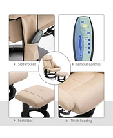 Massage Recliner Chair with Ottoman, 360 Swivel Recliner and Footstool, 10 Point Vibration, Pu Leather Reclining Chair with Side Pocket and Remote Con