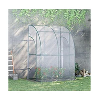 Slickblue Walk-in Greenhouse with Green Frame and Clear Panels for Optimal Plant Growth