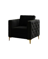 Streamdale Furniture Accent Chair for Living Room Upholstered Arm Chair with Metal Legs Velvet Black