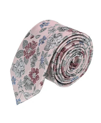 Trafalgar Men's Nico Subtle Vine and Flower Patterned Silk Necktie