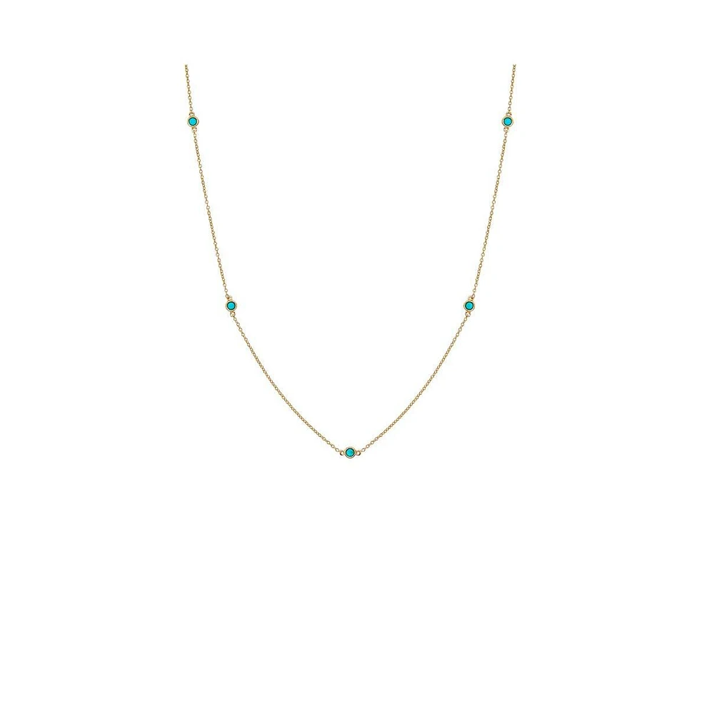 By Adina Eden Turquoise Multi Bezel Embedded Necklace 14K