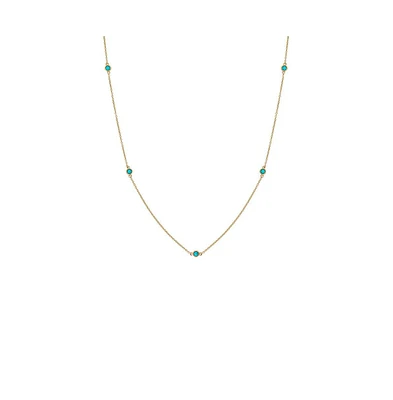 By Adina Eden Turquoise Multi Bezel Embedded Necklace 14K