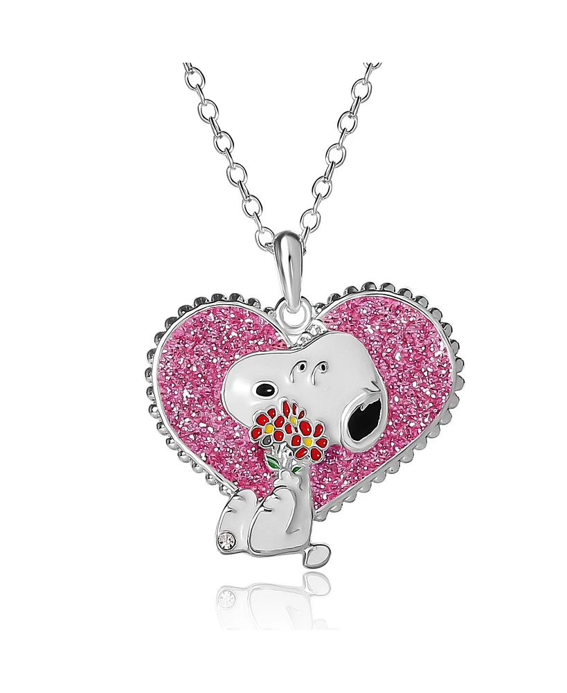 Peanuts Snoopy Heart Flowers Valentine's Day Pendant