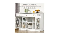 Slickblue Elegant White Kitchen Sideboard & Storage Cabinet – Multifunctional Coffee Bar Cabinet