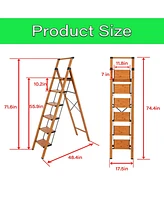 Flynama 5 Step Ladder, 5 Step Stool Folding Step Stool with Handrails, Sturdy Step Stool for Adult, Gorilla Ladders 500LBS Capacity Sturdy& Portable L