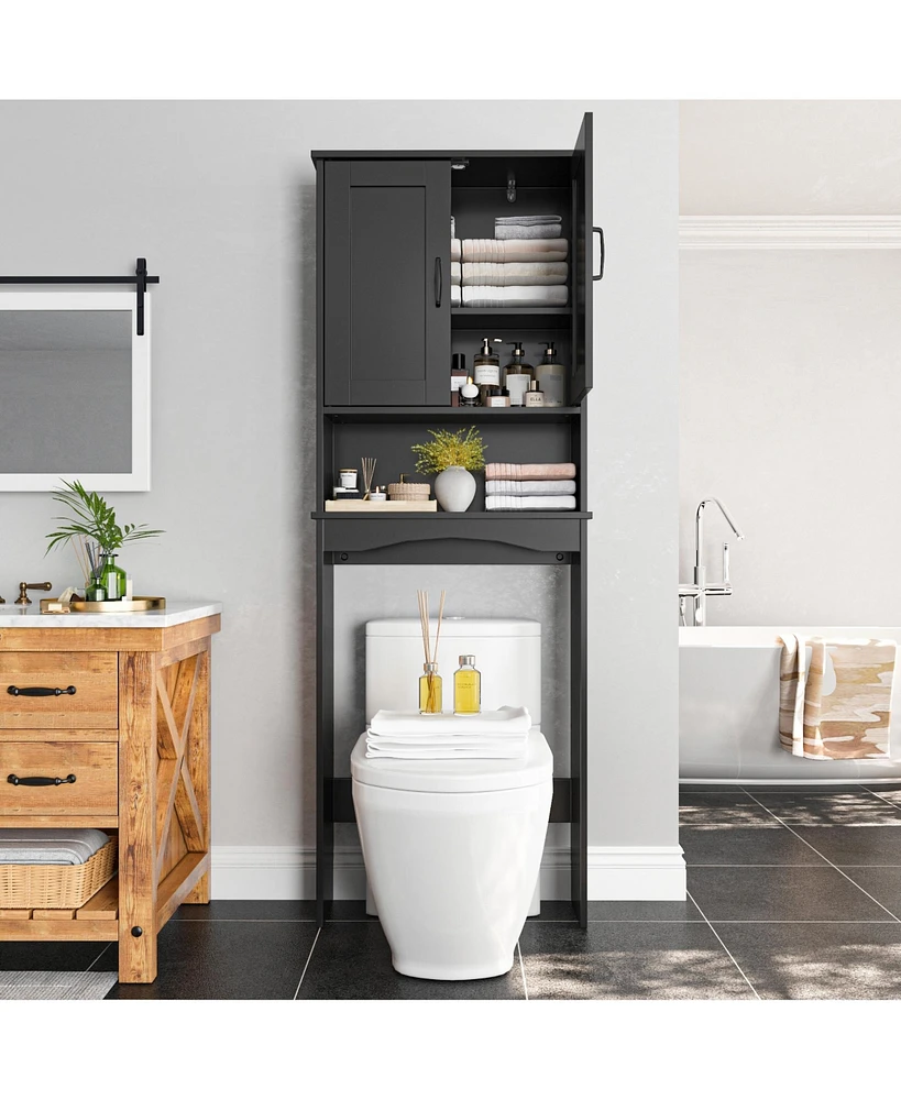 Lovmor Shaker 23.6 in. W x 65 H 8.25 D Over The Toilet Storage with Doors & Open Shelves