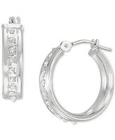 Macy's Diamond Accent Fascination Hoop Earrings in 10k White Gold (5/8")