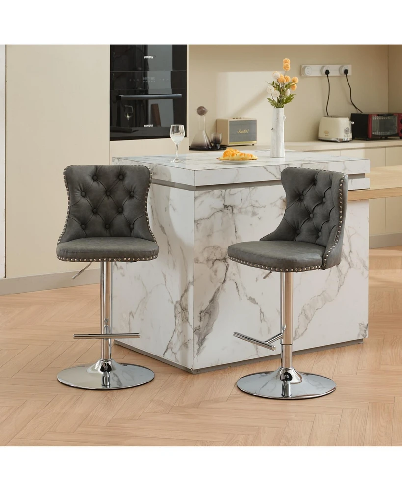 Streamdale Furniture Swivel Pu leather Barstools Adjusatble Seat Height from 25