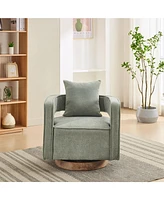 29.1" W Swivel Accent Open Back Chair Modern Comfy Sofa Chair With Weathered Base For Nursery Bedroom Living Room Hotel Office, Club Chair Leisur