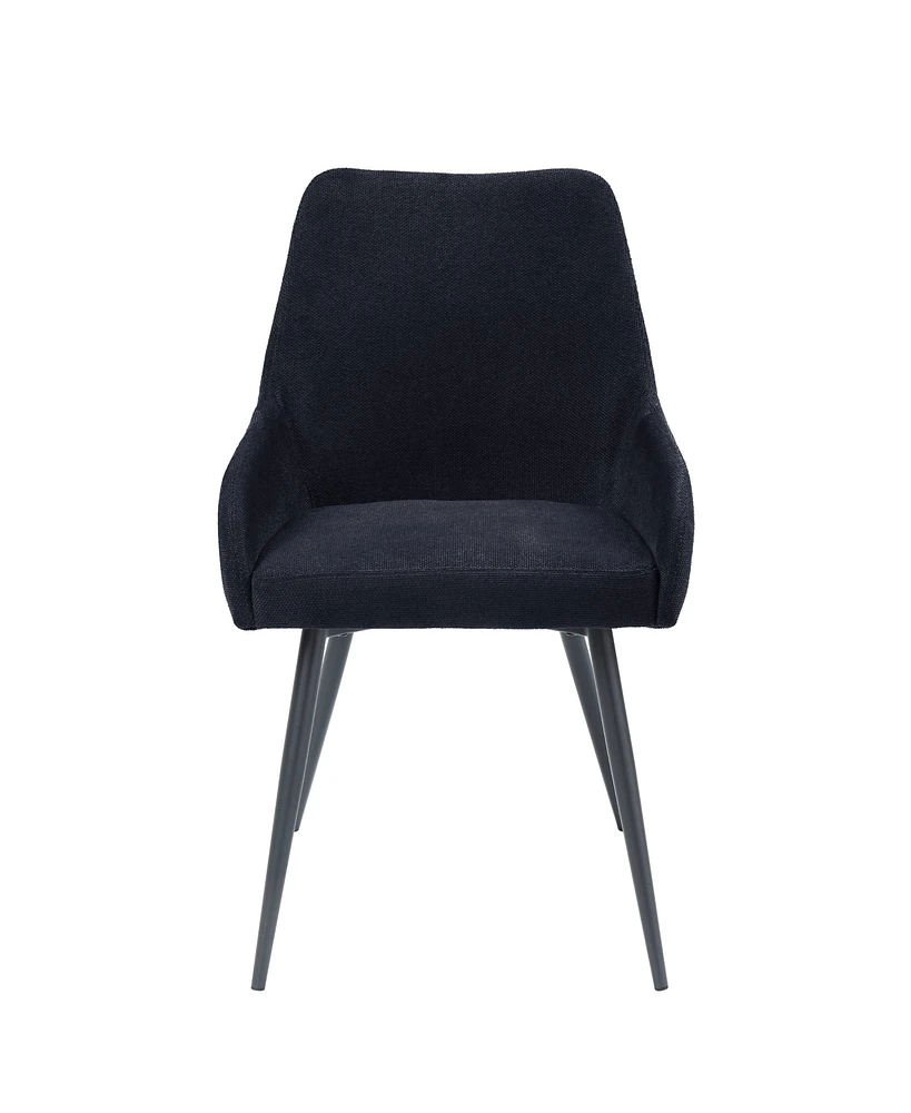 Streamdale Furniture Zudora Side Chair (Set-2), Black Linen & Black Finish