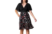 Kiyonna Women's Lillian Embroidered Mesh Midi Cocktail Dress