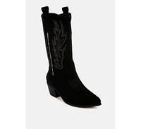 London Rag Mae Embroidery Detail Cowboy Boots