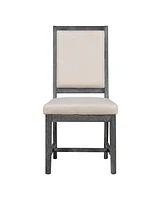 Retro Style Dining Chair Set with 4 Upholstered Chairs for Dining Room and Living Room (Beige+Black