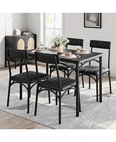 gaomon Dining Table Set, Kitchen Table and Chairs for 4, Table Set with 4 Upholstered Chairs, 5 Piece Dining Table Set,Black