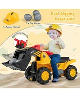 Hongge Kids Ride On Bulldozer Toy Play Truck with Adjustable Bucket Aged 3+ Years Old