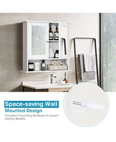 Sugift Bathroom Wall Mount Mirror Cabinet Organizer-White