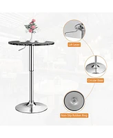 Sugift 360° Swivel Cocktail Pub Table with Sliver Leg and Base-Black