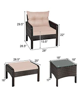 Sugift 5 Pcs Patio Rattan Wicker Sofa Furniture Set