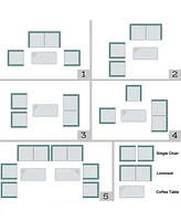 Sugift 4 Pieces Comfortable Outdoor Rattan Sofa Set with Glass Coffee Table-Gray
