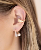 Ettika Hooked Pave and Mother of Pearl Drop Earrings