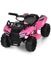 Sugift 6V Kids Atv Quad Electric Ride On Car with Led Light and MP3-Pink