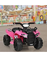 Sugift 6V Kids Atv Quad Electric Ride On Car with Led Light and MP3-Pink