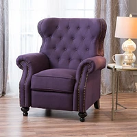 Accented Push Back Recliner Chair With Rolled Arms In Plum, Enjoy Cocooning Comfort