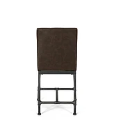 Industrial Counter Stool With Metal Base And Upholstered Seat