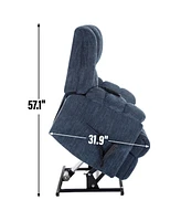 Dual Motor Heat Massage Infinite Position Up to 350 Lbs Electric Power Lift Recliners with Power-Remote, Medium-firm and Heavy Duty, Blue