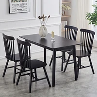 4 pieces of dining chair, black, rubber wood material, dining chair, solid wood chair, solid wood dining table chair, living room chair, simple and na