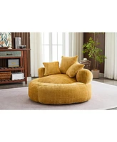 Foam Bean Bag Chairs for Adults/Teens with Filling, Bean Bag Lazy Sofa with Ultra Soft Chenille Cover, Round Bean Bag, Indoor & Outdoor(Yellow)