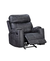 Streamdale Furniture Hirah Motion Glider Recliner, Dark Gray Polish Microfiber