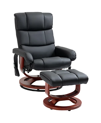 Streamdale Furniture Massage Recliner Chair with Ottoman, Swivel Recliner and Footrest, Faux Leather Reclining Chair with Remote Control, 10 Vibration