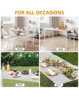 gaomon Folding Table, Portable Folding Card Rectangle Table with Sturdy Metal Frame, Pu Leather Upholstered Foldable Table