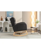 Slickblue Fabric Rocking Chair with Wooden Legs for Stylish and Comfortable Indoor Seating