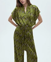 Mango Women's Printed Satin Jumpsuit