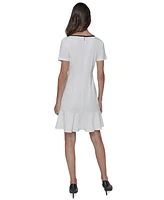 Karl Lagerfeld Paris Women's Contrast-Trim Flounce-Hem Dress