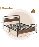 Sugift Queen Size Bed Frame with Industrial Headboard