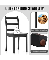 Sugift Set of 2 Wood Dining Chairs with Solid Rubber Wood Legs-Black