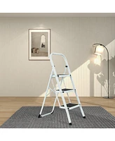 Flynama 3 Step Ladder Folding Step Stool , Lightweight Step Stools for Adults with Anti-Slip Pedal, Portable Steel Handrails Step Ladder Withstanding